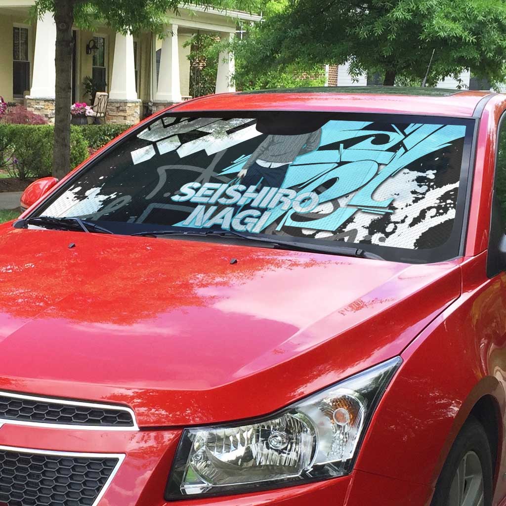 Seishiro Nagi Blue Lock Auto Sun Shade Light Blue Graffiti Anime Style