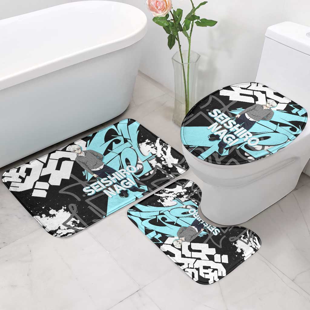 Seishiro Nagi Blue Lock Bathroom Set Light Blue Graffiti Anime Style