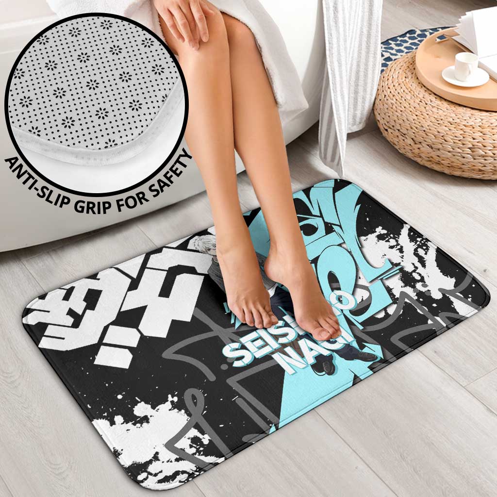 Seishiro Nagi Blue Lock Bathroom Set Light Blue Graffiti Anime Style