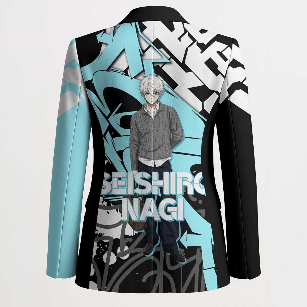 Seishiro Nagi Blue Lock Blazer Light Blue Graffiti Anime Style