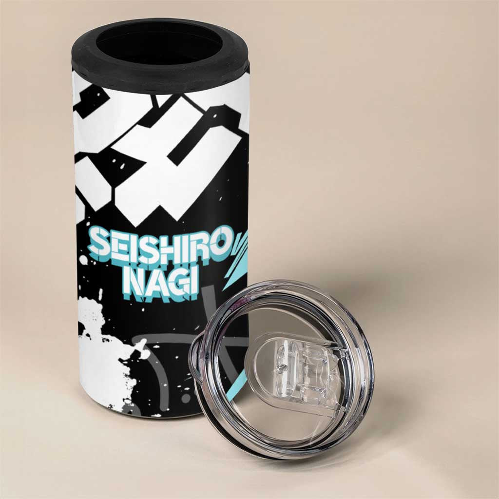 Seishiro Nagi Blue Lock 4 in 1 Can Cooler Tumbler Light Blue Graffiti Anime Style