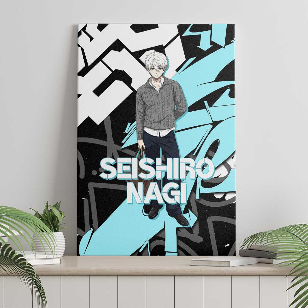Seishiro Nagi Blue Lock Canvas Wall Art Light Blue Graffiti Anime Style