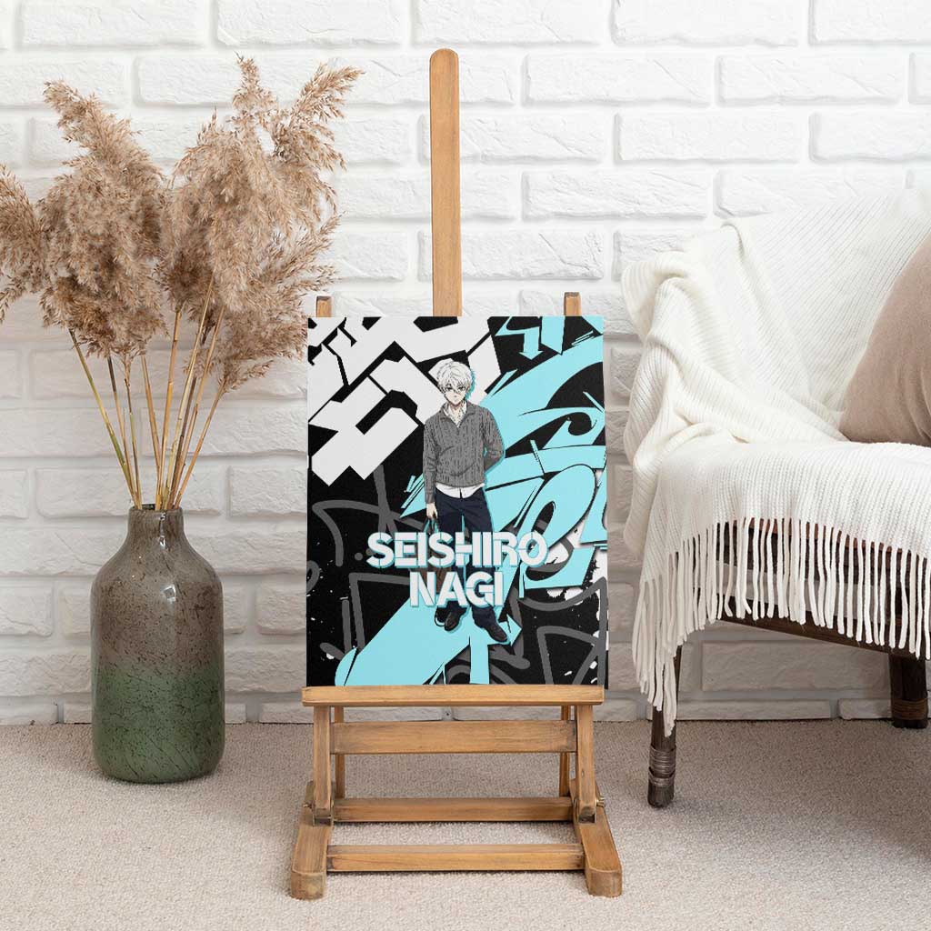 Seishiro Nagi Blue Lock Canvas Wall Art Light Blue Graffiti Anime Style