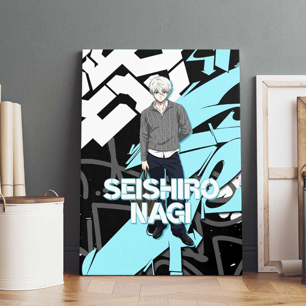Seishiro Nagi Blue Lock Canvas Wall Art Light Blue Graffiti Anime Style