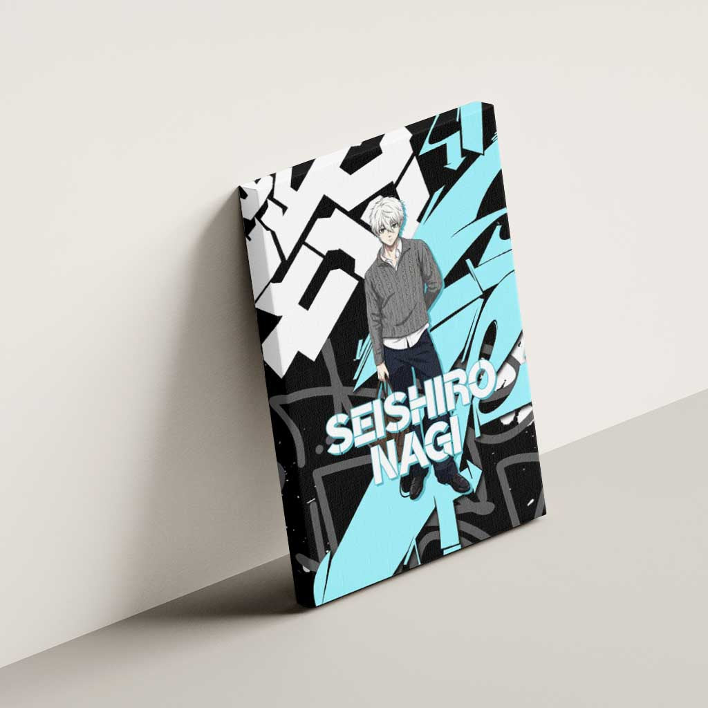 Seishiro Nagi Blue Lock Canvas Wall Art Light Blue Graffiti Anime Style