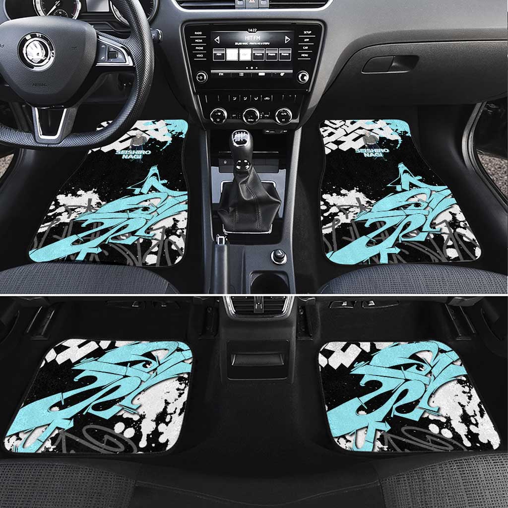 Seishiro Nagi Blue Lock Car Mats Light Blue Graffiti Anime Style