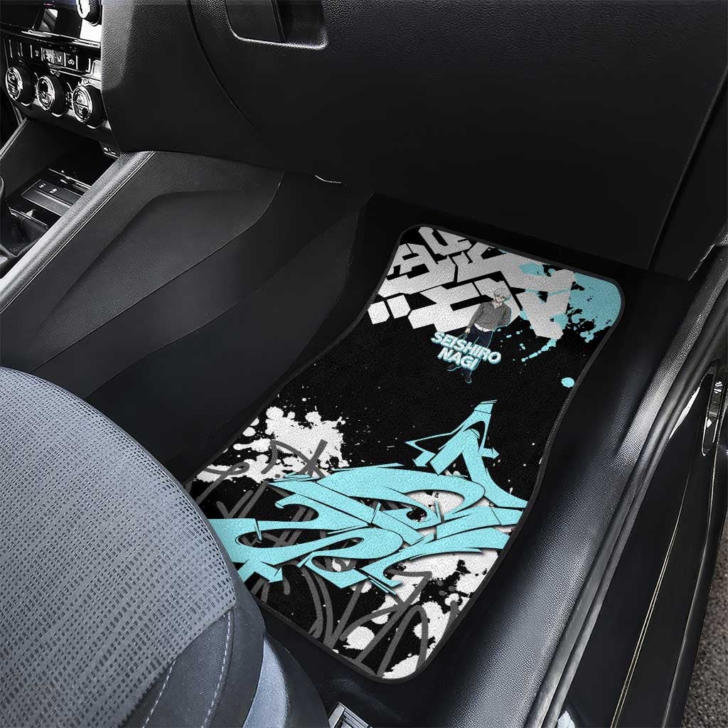 Seishiro Nagi Blue Lock Car Mats Light Blue Graffiti Anime Style