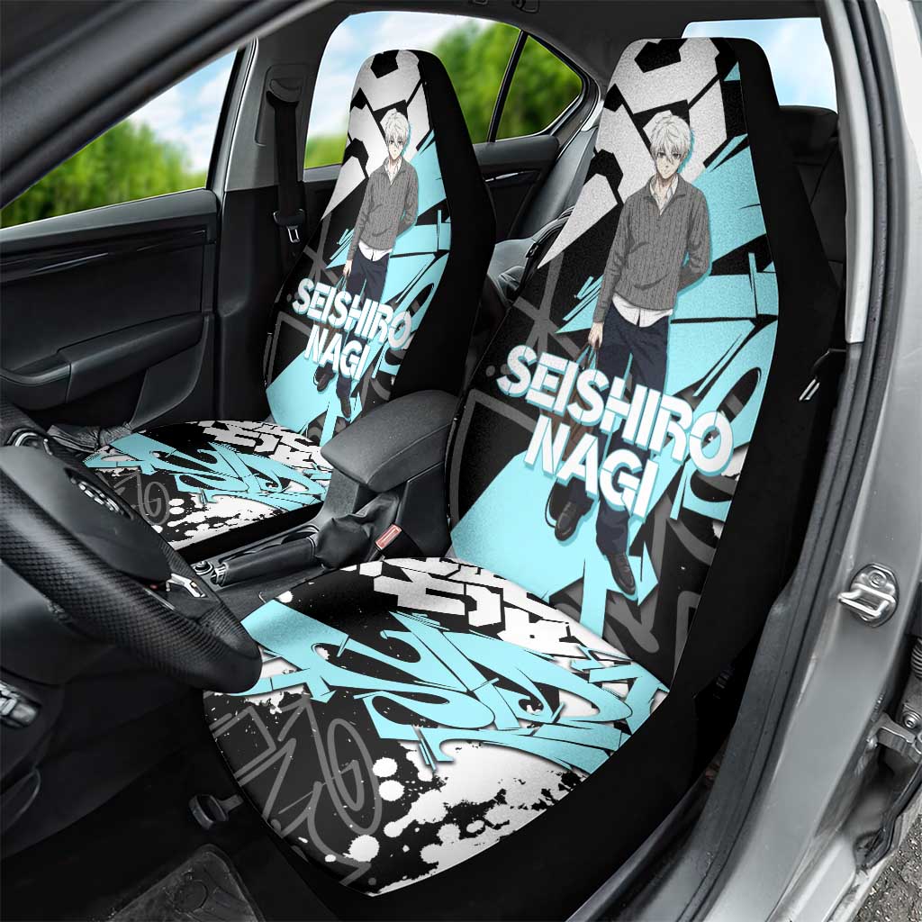 Seishiro Nagi Blue Lock Car Seat Cover Light Blue Graffiti Anime Style
