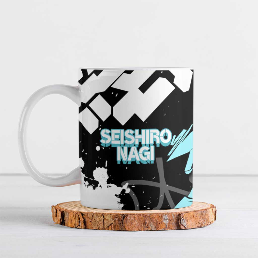 Seishiro Nagi Blue Lock Ceramic Mug Light Blue Graffiti Anime Style