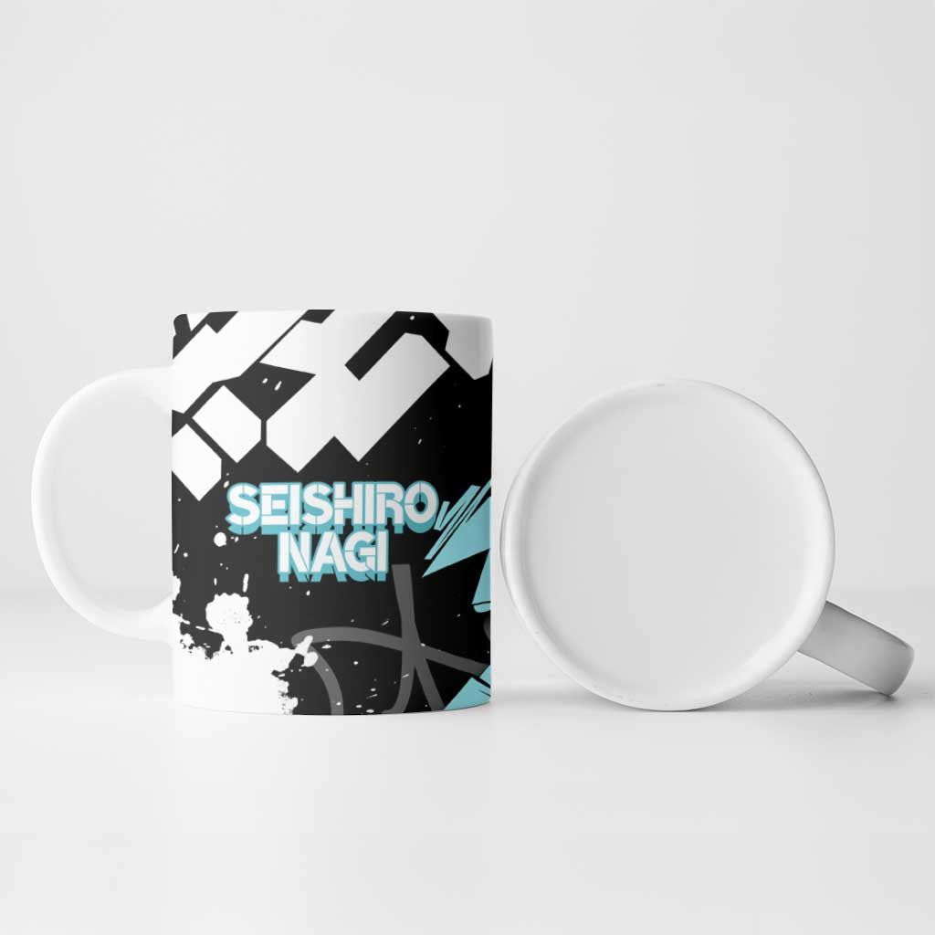 Seishiro Nagi Blue Lock Ceramic Mug Light Blue Graffiti Anime Style