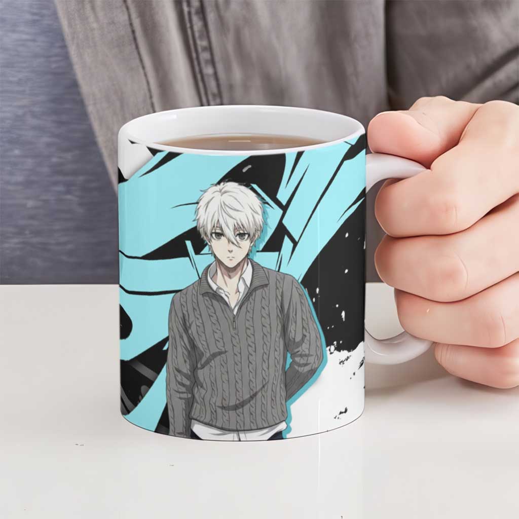 Seishiro Nagi Blue Lock Ceramic Mug Light Blue Graffiti Anime Style