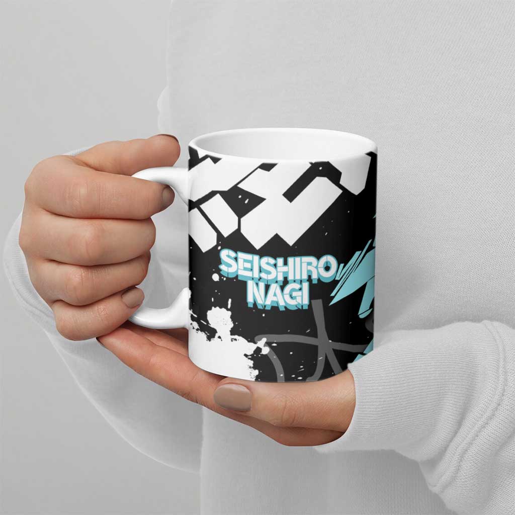Seishiro Nagi Blue Lock Ceramic Mug Light Blue Graffiti Anime Style