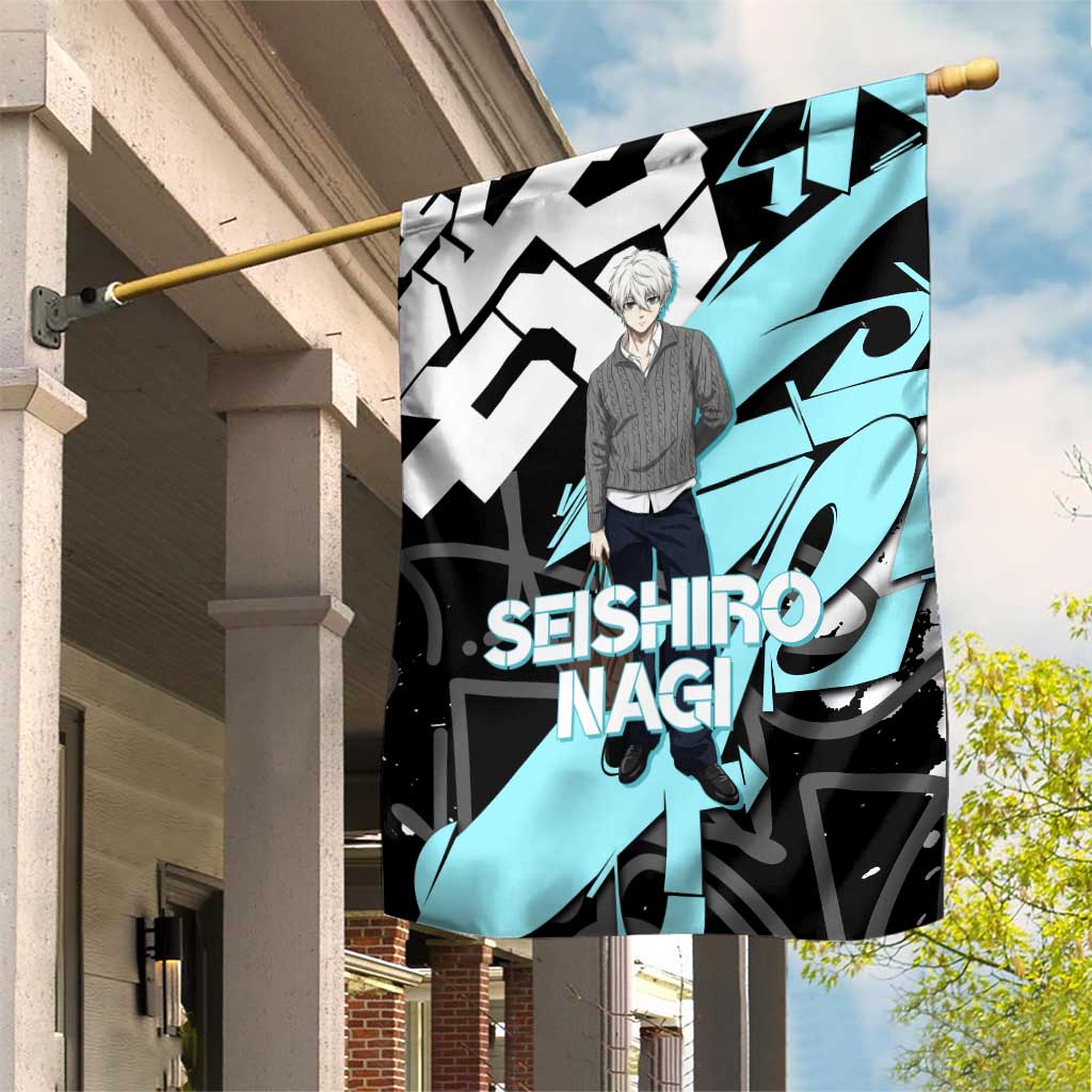 Seishiro Nagi Blue Lock Garden Flag Light Blue Graffiti Anime Style