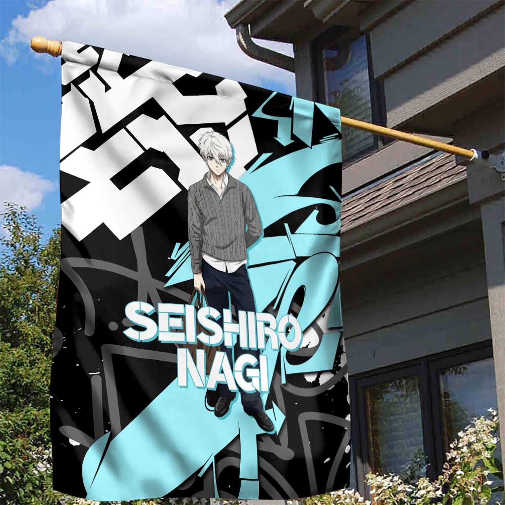 Seishiro Nagi Blue Lock Garden Flag Light Blue Graffiti Anime Style