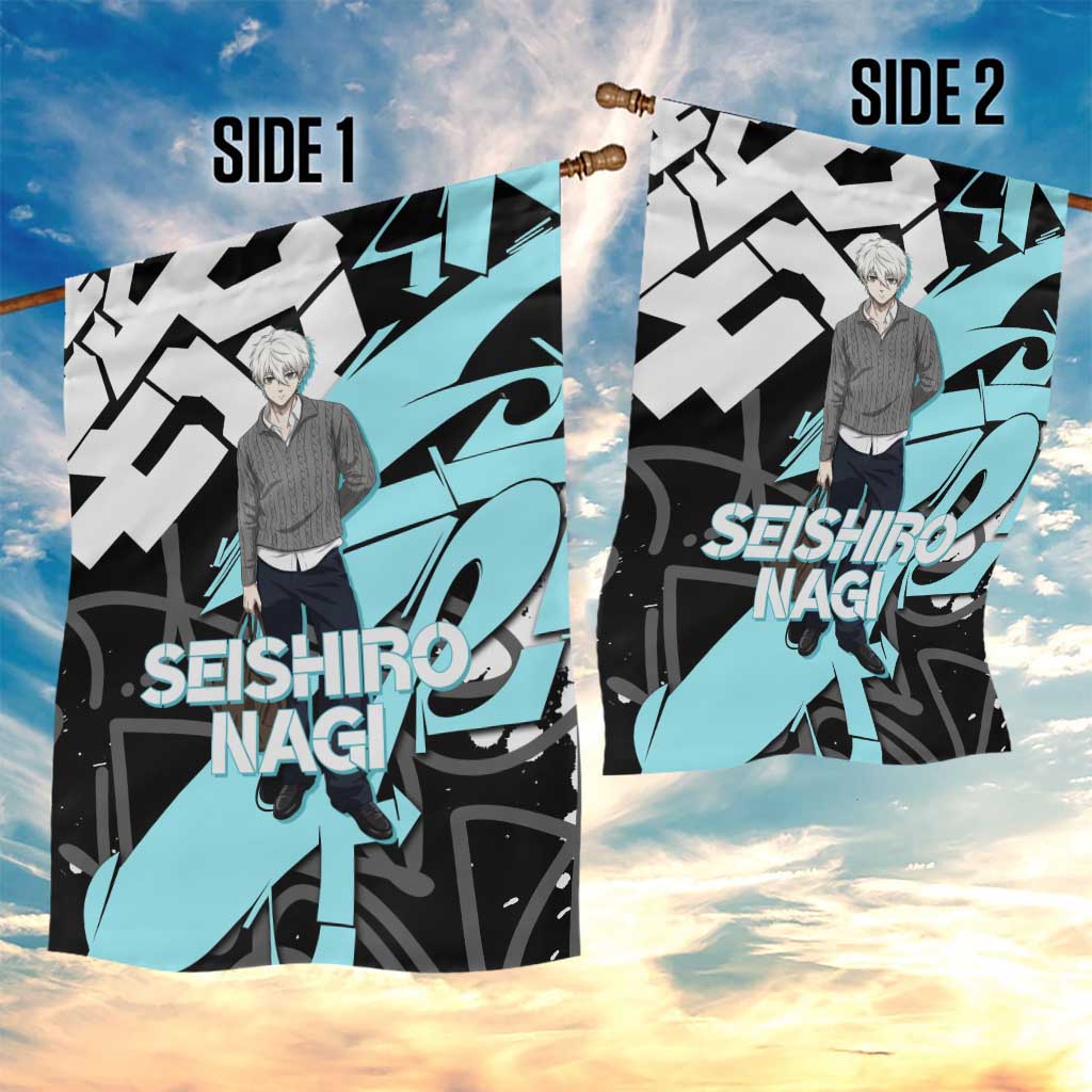Seishiro Nagi Blue Lock Garden Flag Light Blue Graffiti Anime Style