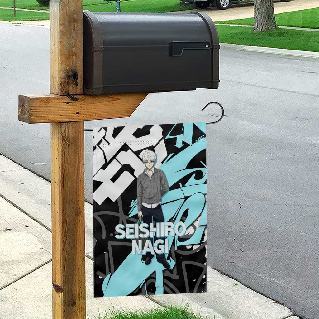 Seishiro Nagi Blue Lock Garden Flag Light Blue Graffiti Anime Style