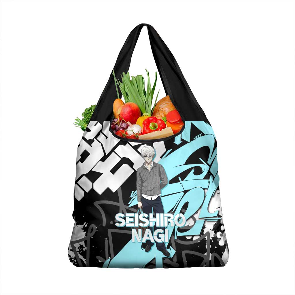 Seishiro Nagi Blue Lock Grocery Bag Light Blue Graffiti Anime Style
