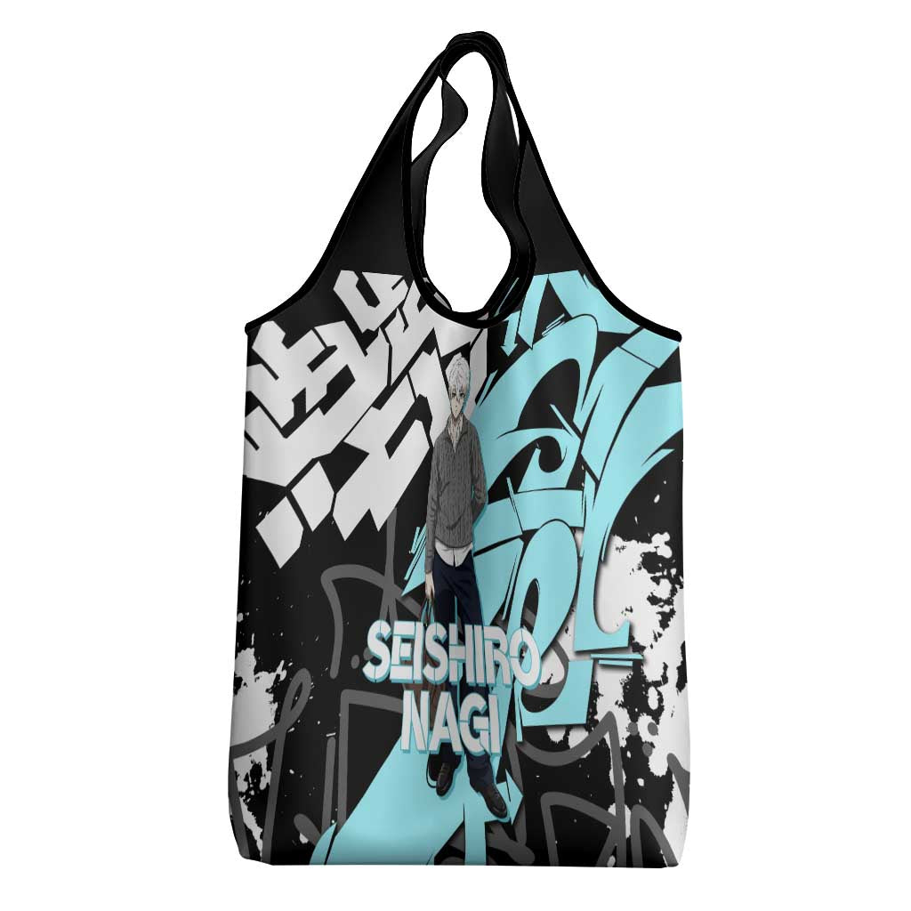 Seishiro Nagi Blue Lock Grocery Bag Light Blue Graffiti Anime Style
