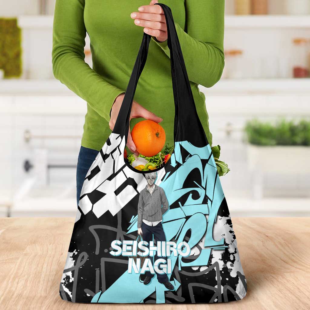 Seishiro Nagi Blue Lock Grocery Bag Light Blue Graffiti Anime Style
