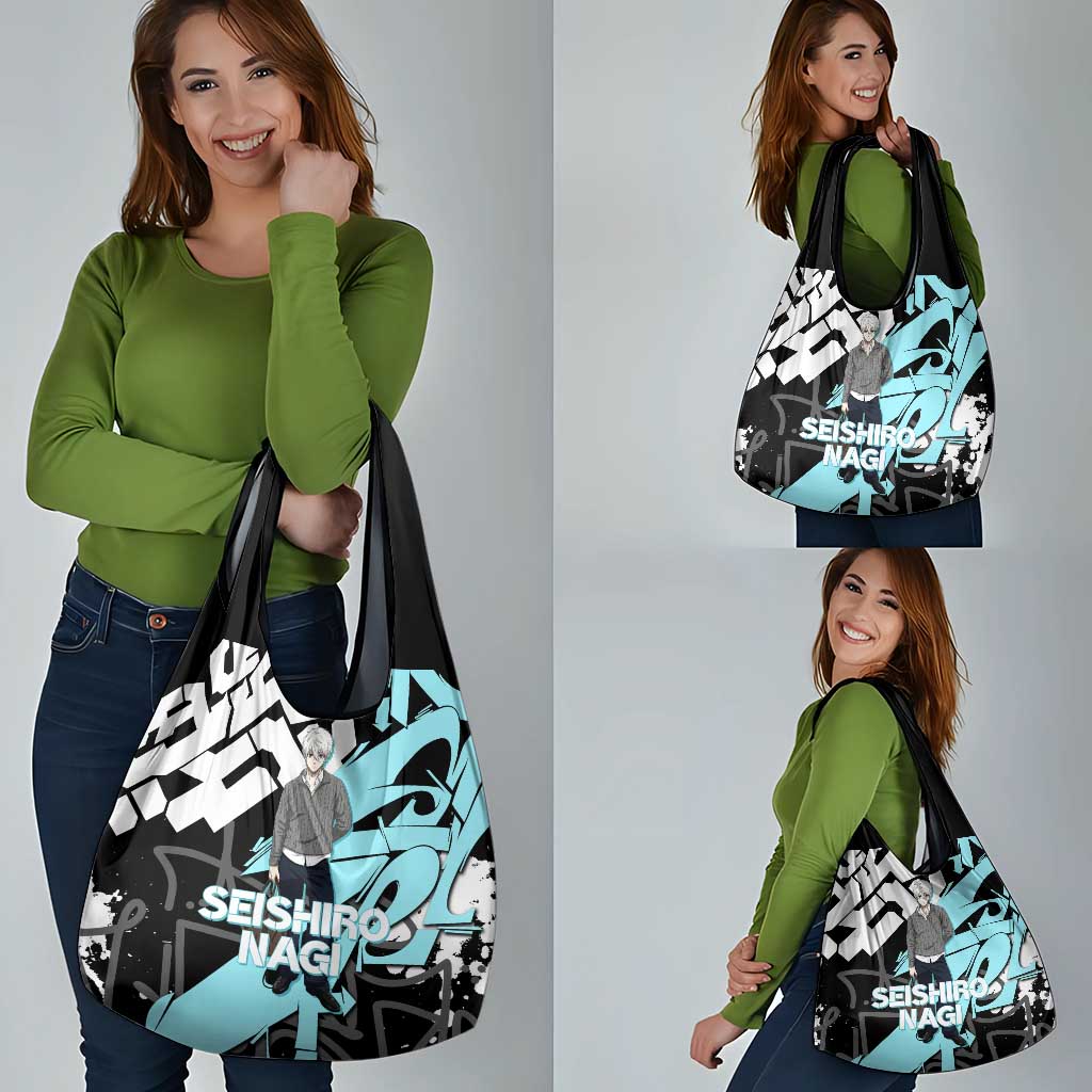 Seishiro Nagi Blue Lock Grocery Bag Light Blue Graffiti Anime Style