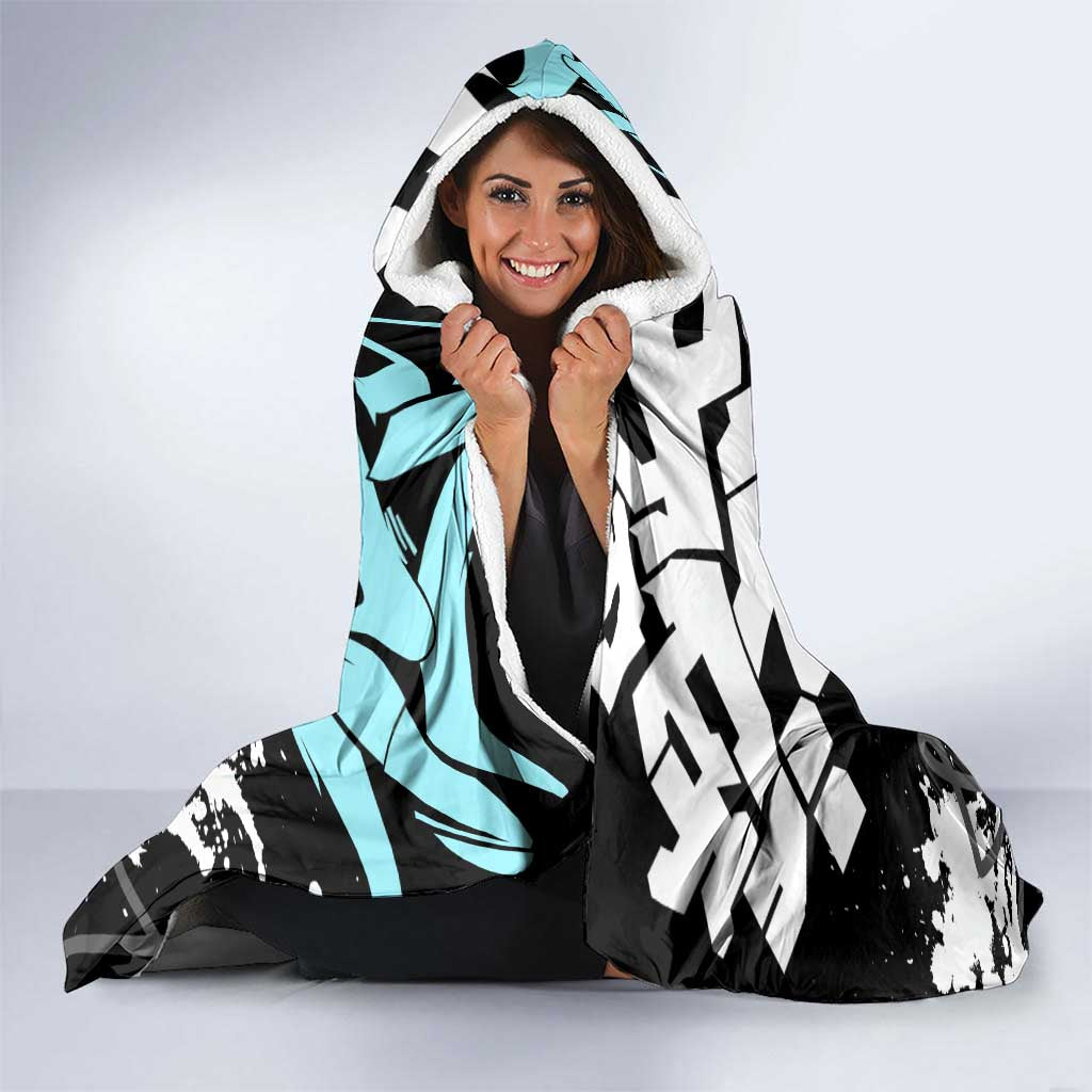 Seishiro Nagi Blue Lock Hooded Blanket Light Blue Graffiti Anime Style