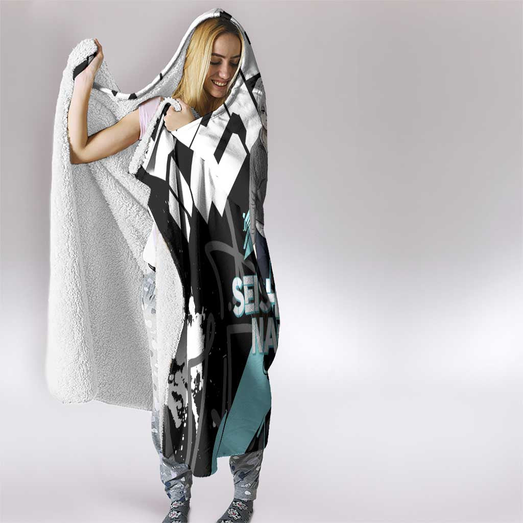 Seishiro Nagi Blue Lock Hooded Blanket Light Blue Graffiti Anime Style
