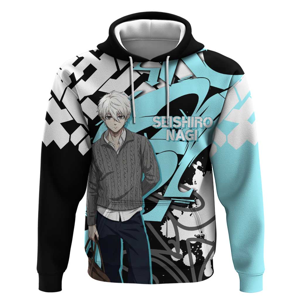 Seishiro Nagi Blue Lock Hoodie Light Blue Graffiti Anime Style