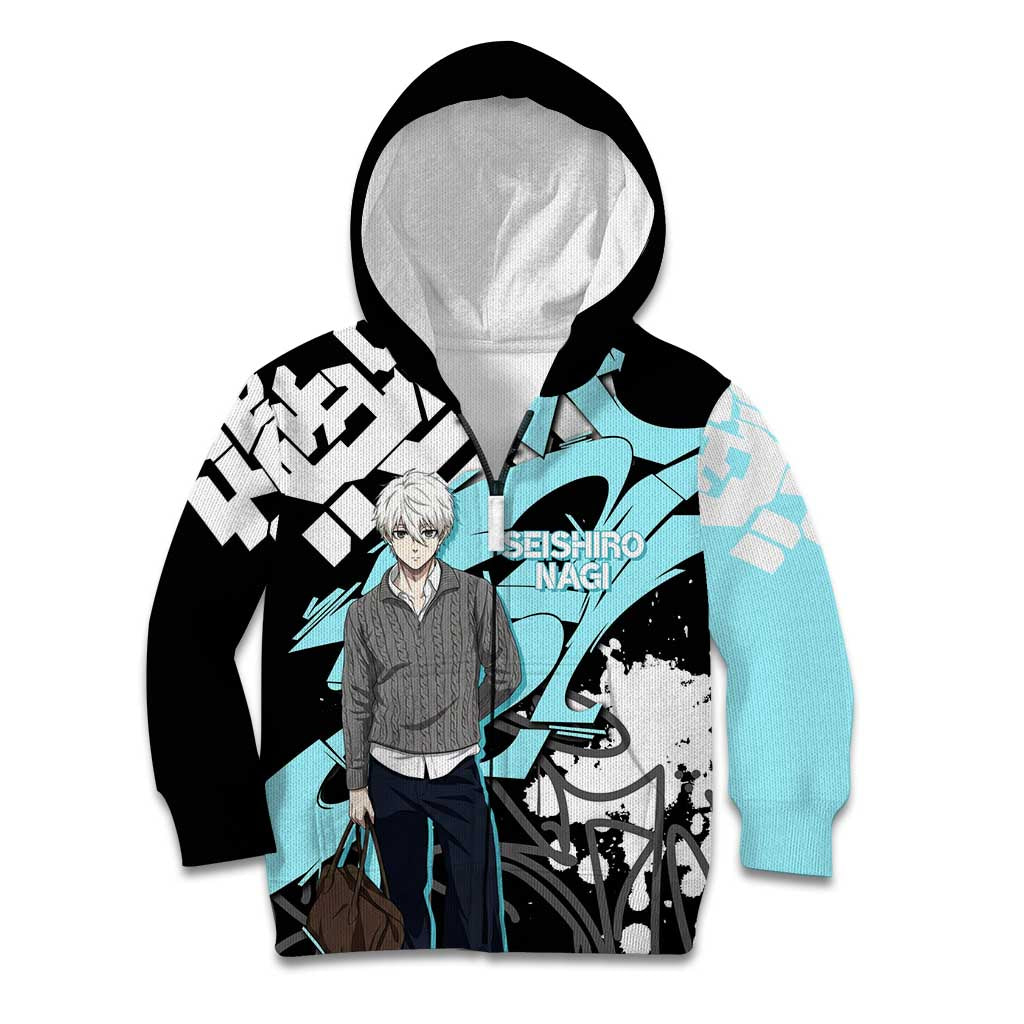 Seishiro Nagi Blue Lock Kid Hoodie Light Blue Graffiti Anime Style