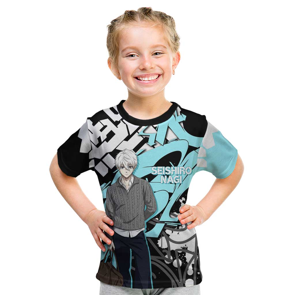Seishiro Nagi Blue Lock Kid T Shirt Light Blue Graffiti Anime Style
