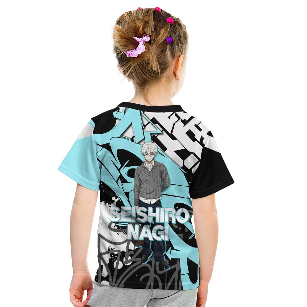 Seishiro Nagi Blue Lock Kid T Shirt Light Blue Graffiti Anime Style