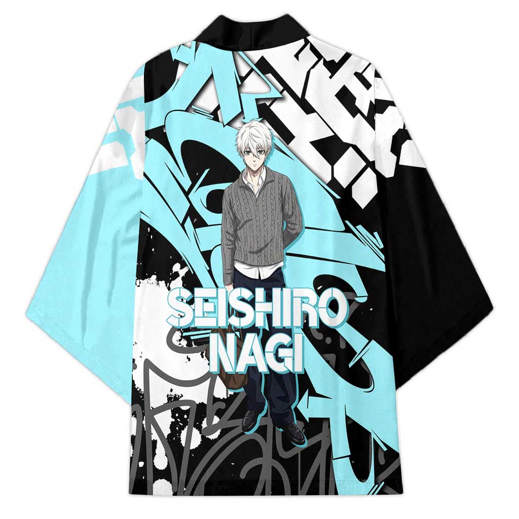 Seishiro Nagi Blue Lock Kimono Light Blue Graffiti Anime Style