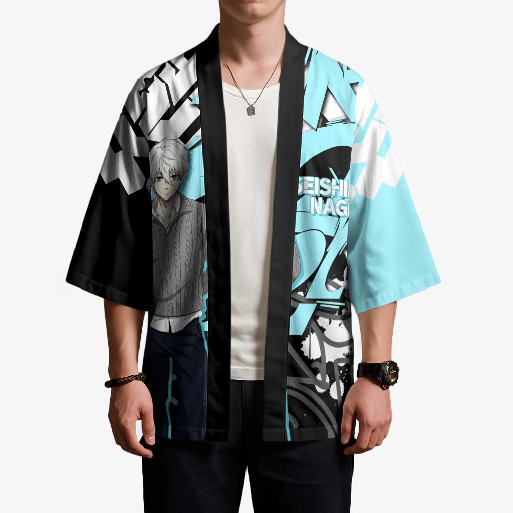 Seishiro Nagi Blue Lock Kimono Light Blue Graffiti Anime Style