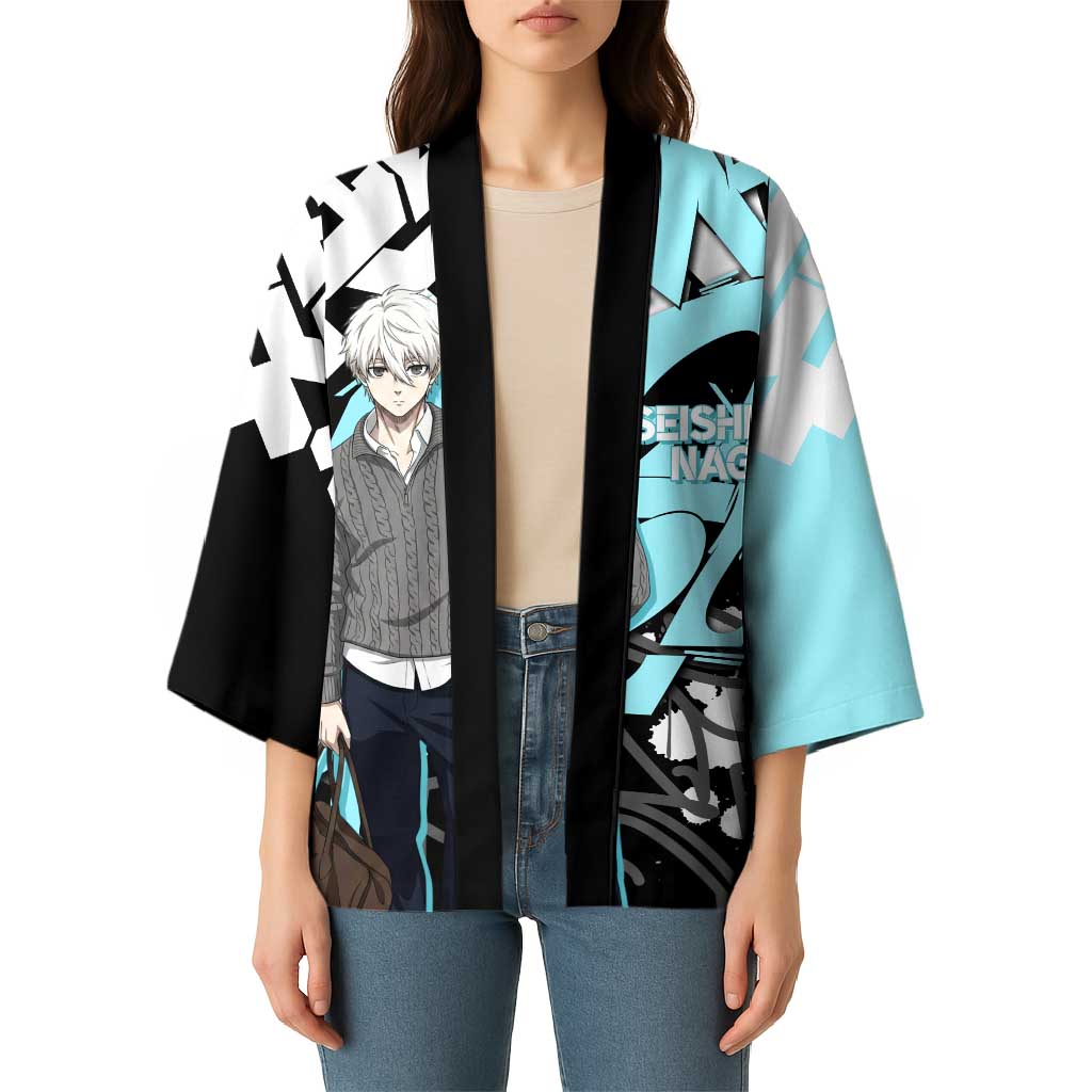 Seishiro Nagi Blue Lock Kimono Light Blue Graffiti Anime Style