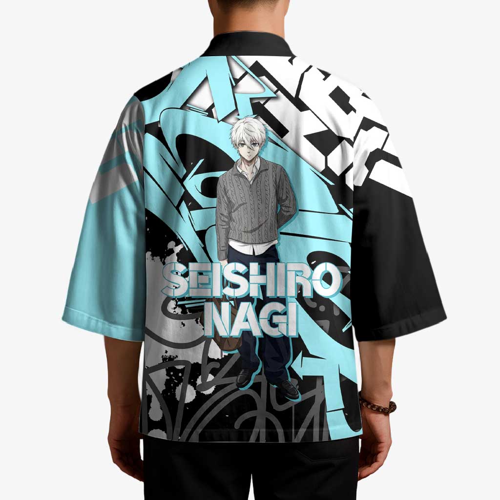 Seishiro Nagi Blue Lock Kimono Light Blue Graffiti Anime Style