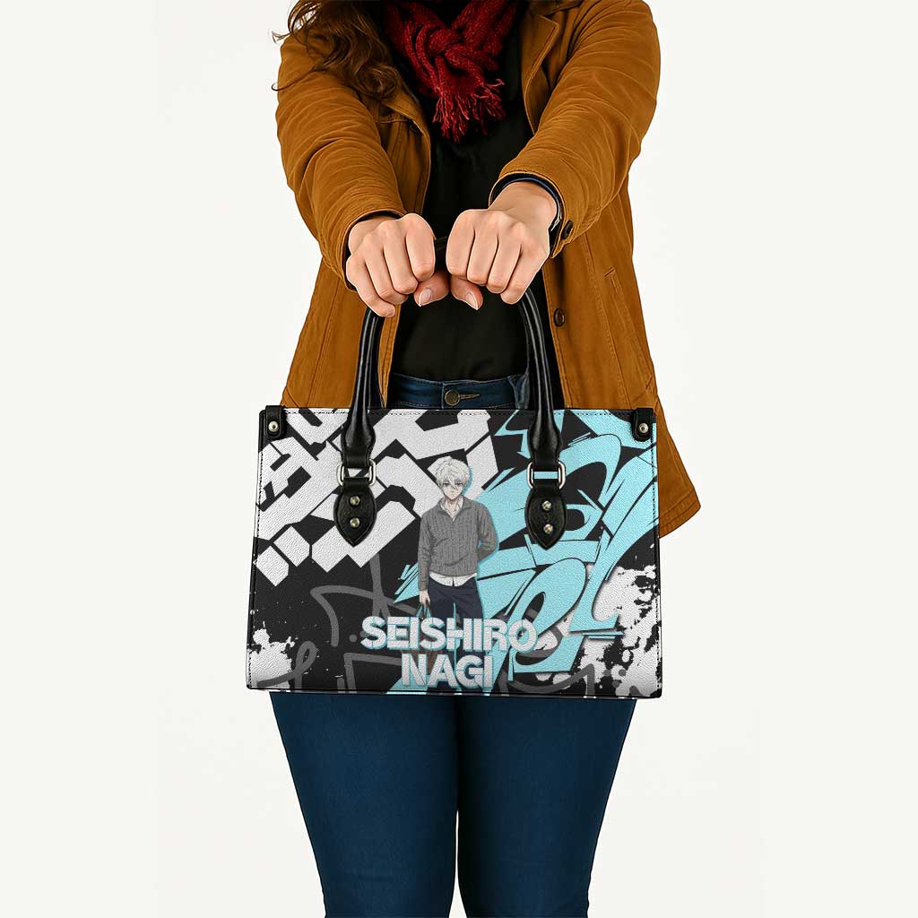 Seishiro Nagi Blue Lock Leather Bag Light Blue Graffiti Anime Style