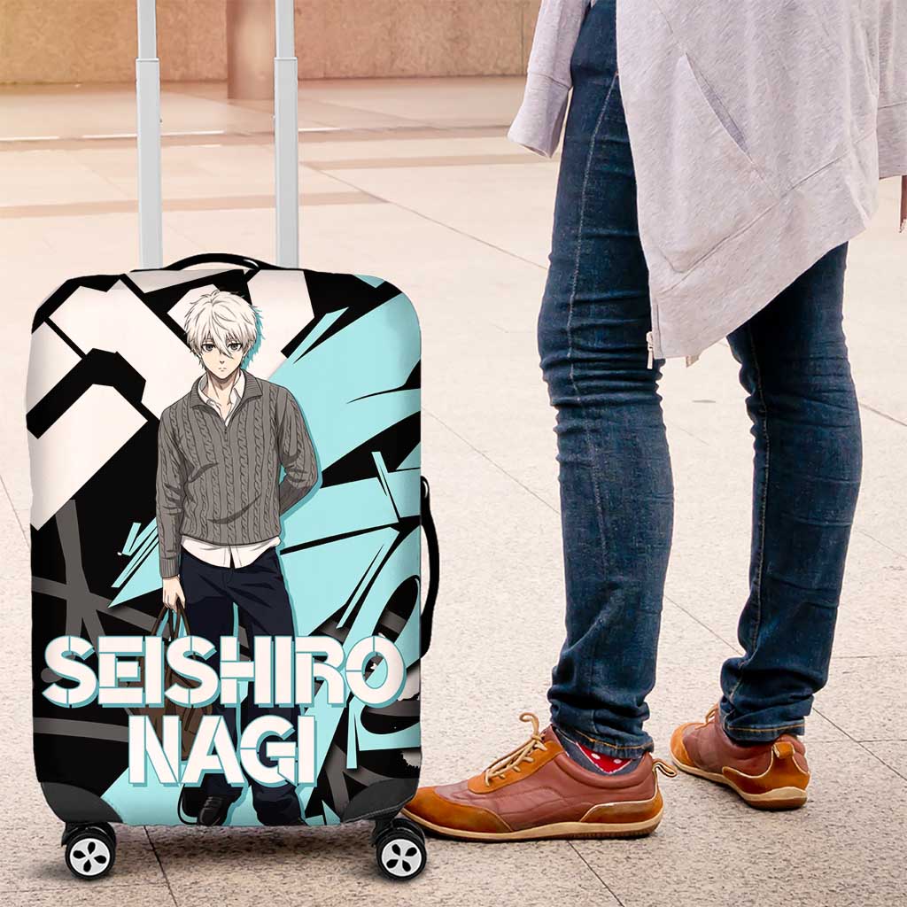 Seishiro Nagi Blue Lock Luggage Cover Light Blue Graffiti Anime Style