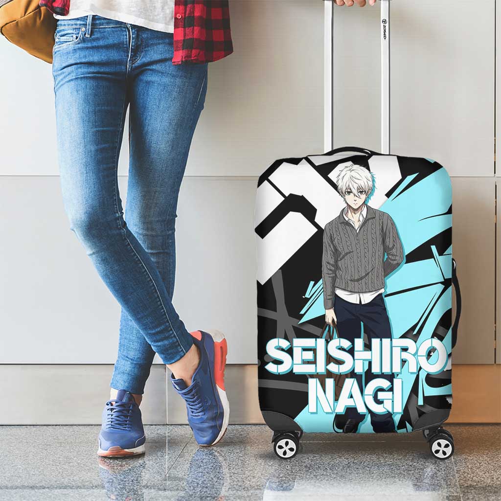Seishiro Nagi Blue Lock Luggage Cover Light Blue Graffiti Anime Style