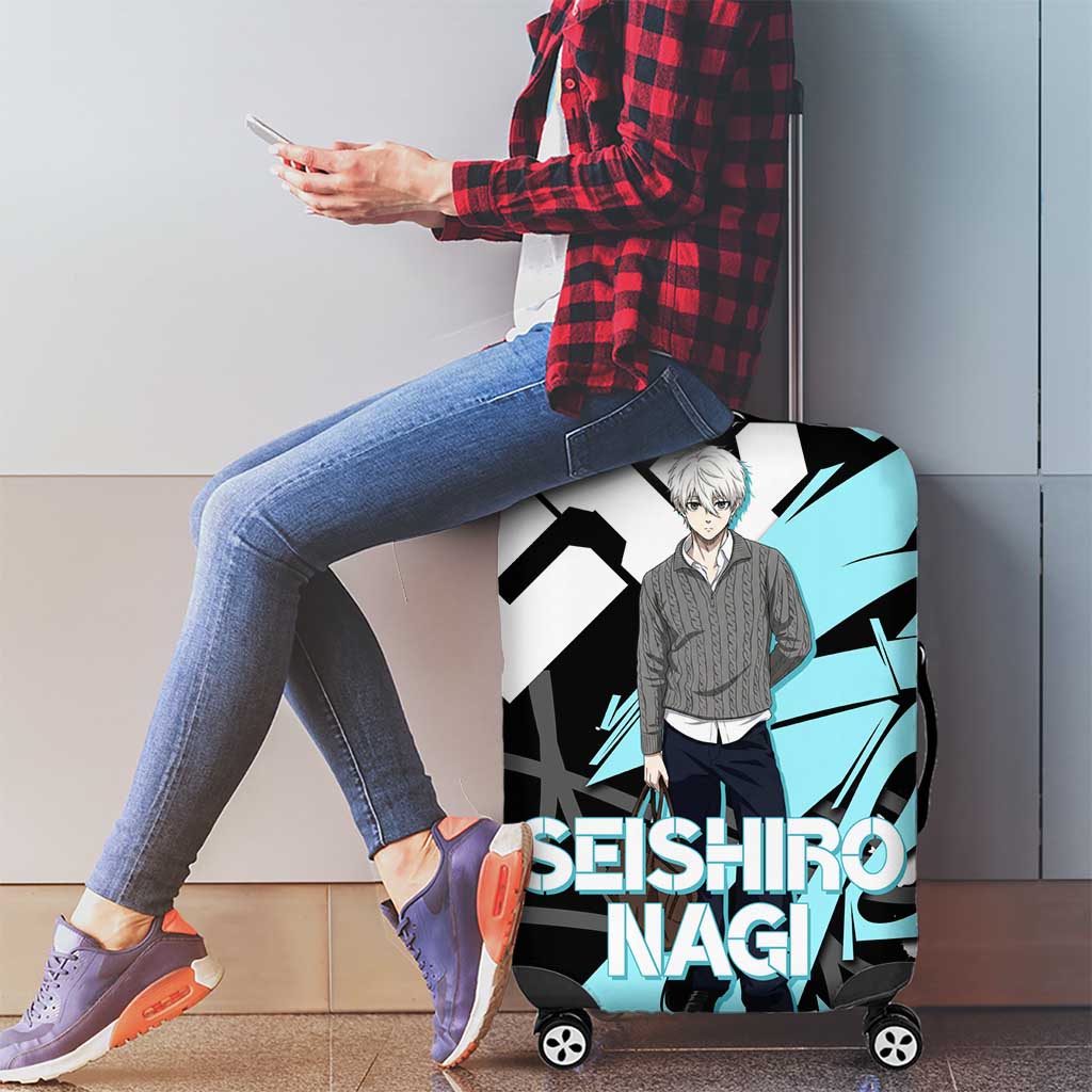Seishiro Nagi Blue Lock Luggage Cover Light Blue Graffiti Anime Style