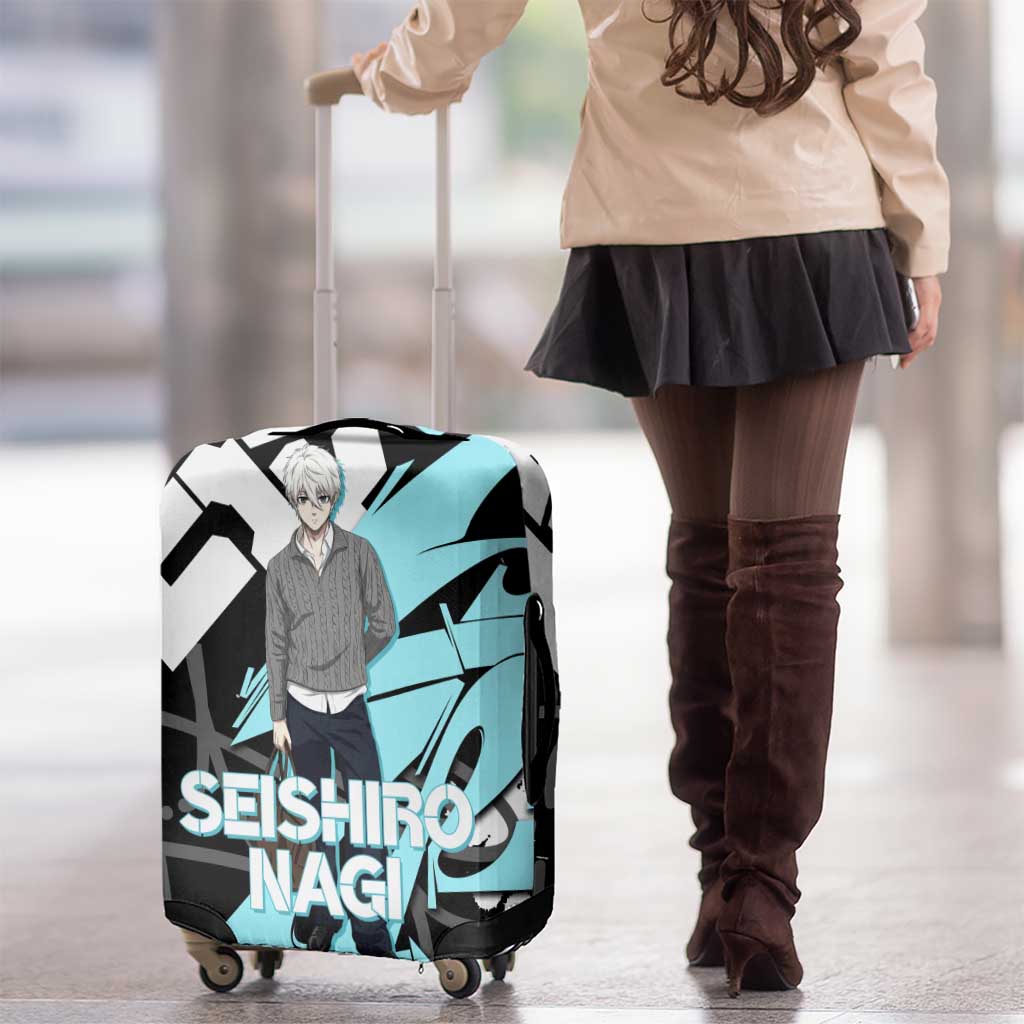 Seishiro Nagi Blue Lock Luggage Cover Light Blue Graffiti Anime Style