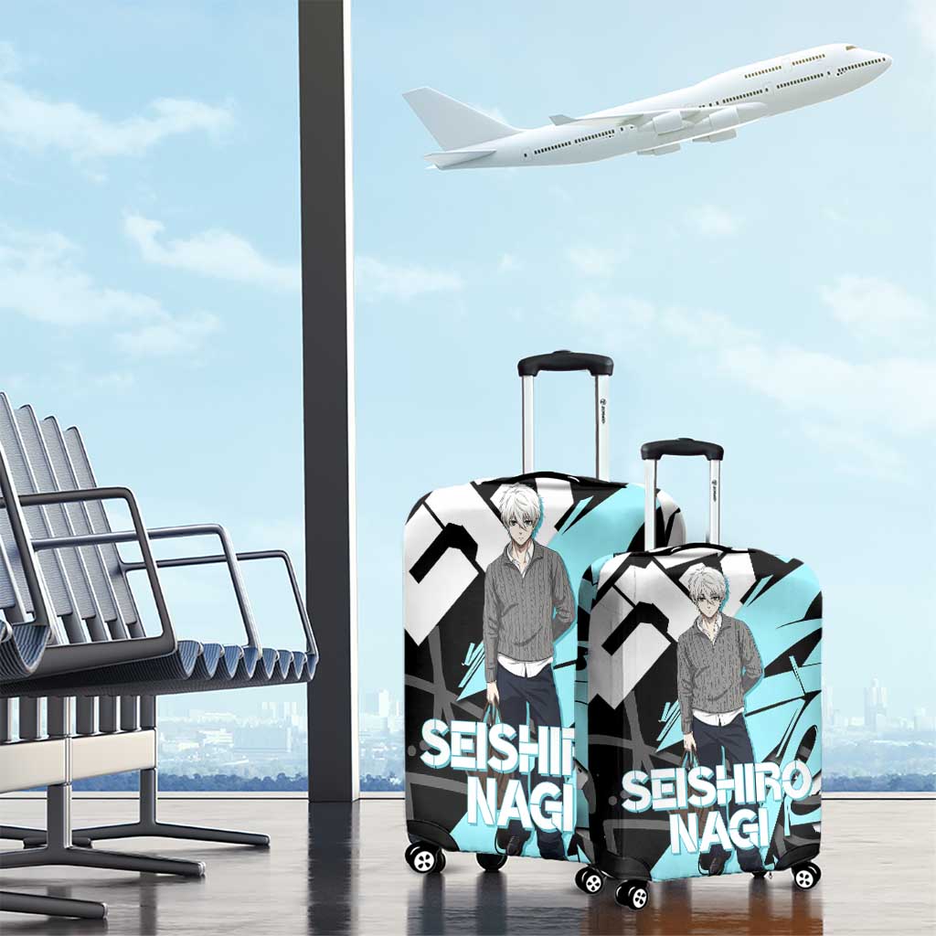 Seishiro Nagi Blue Lock Luggage Cover Light Blue Graffiti Anime Style