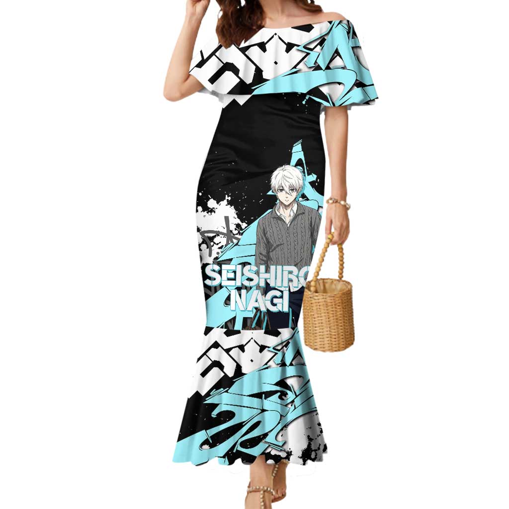 Seishiro Nagi Blue Lock Mermaid Dress Light Blue Graffiti Anime Style