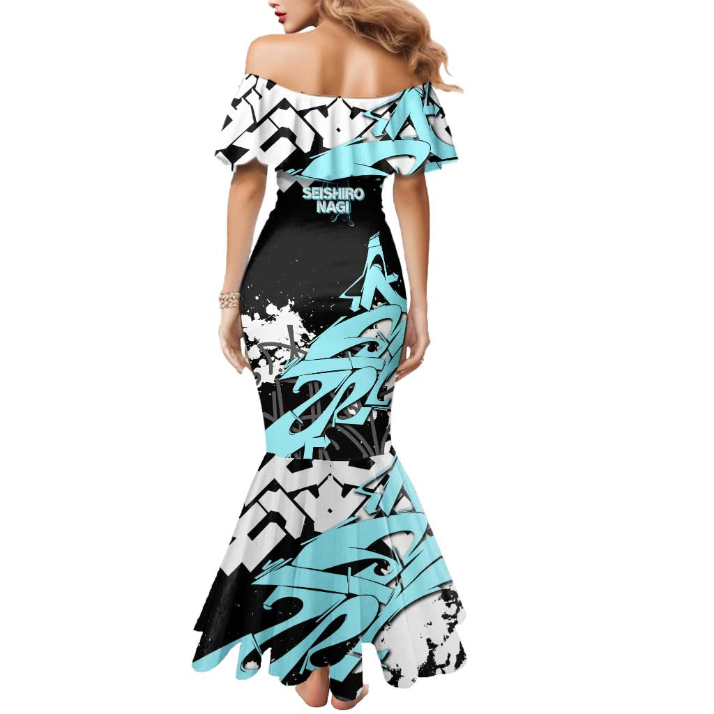 Seishiro Nagi Blue Lock Mermaid Dress Light Blue Graffiti Anime Style