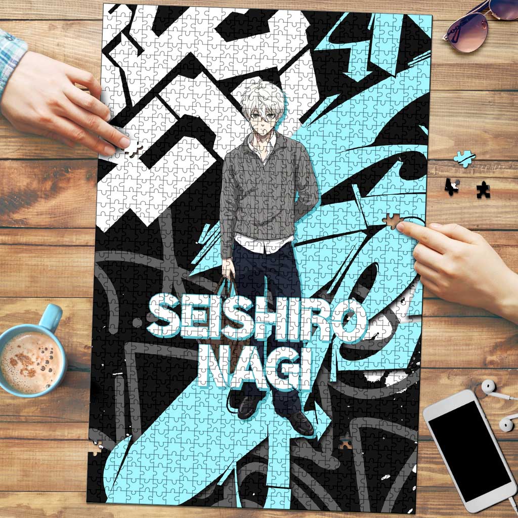 Seishiro Nagi Blue Lock Puzzle Light Blue Graffiti Anime Style