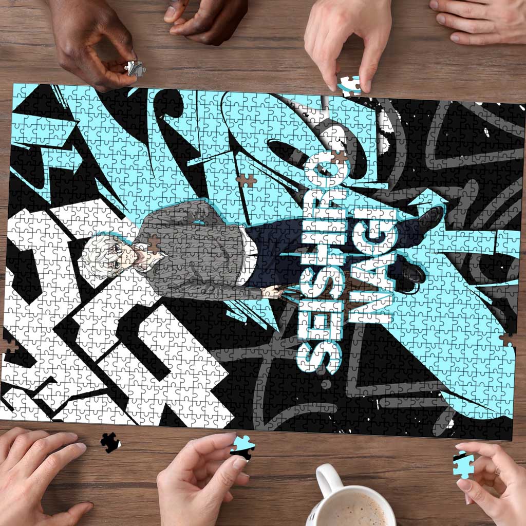 Seishiro Nagi Blue Lock Puzzle Light Blue Graffiti Anime Style