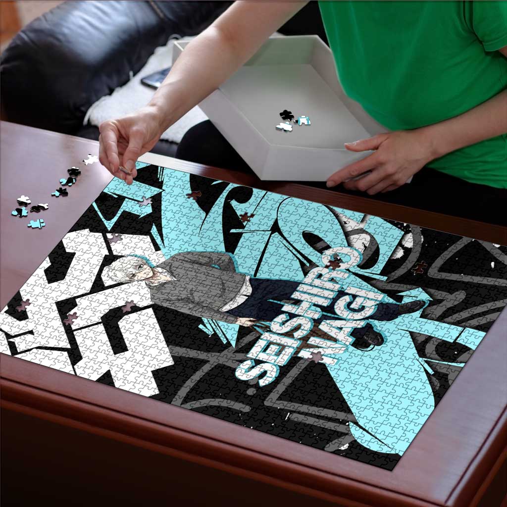 Seishiro Nagi Blue Lock Puzzle Light Blue Graffiti Anime Style