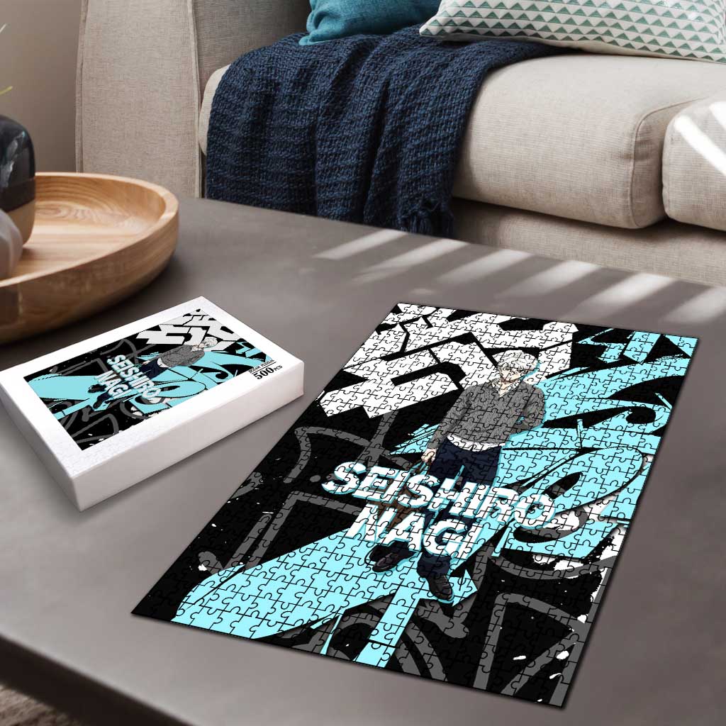 Seishiro Nagi Blue Lock Puzzle Light Blue Graffiti Anime Style