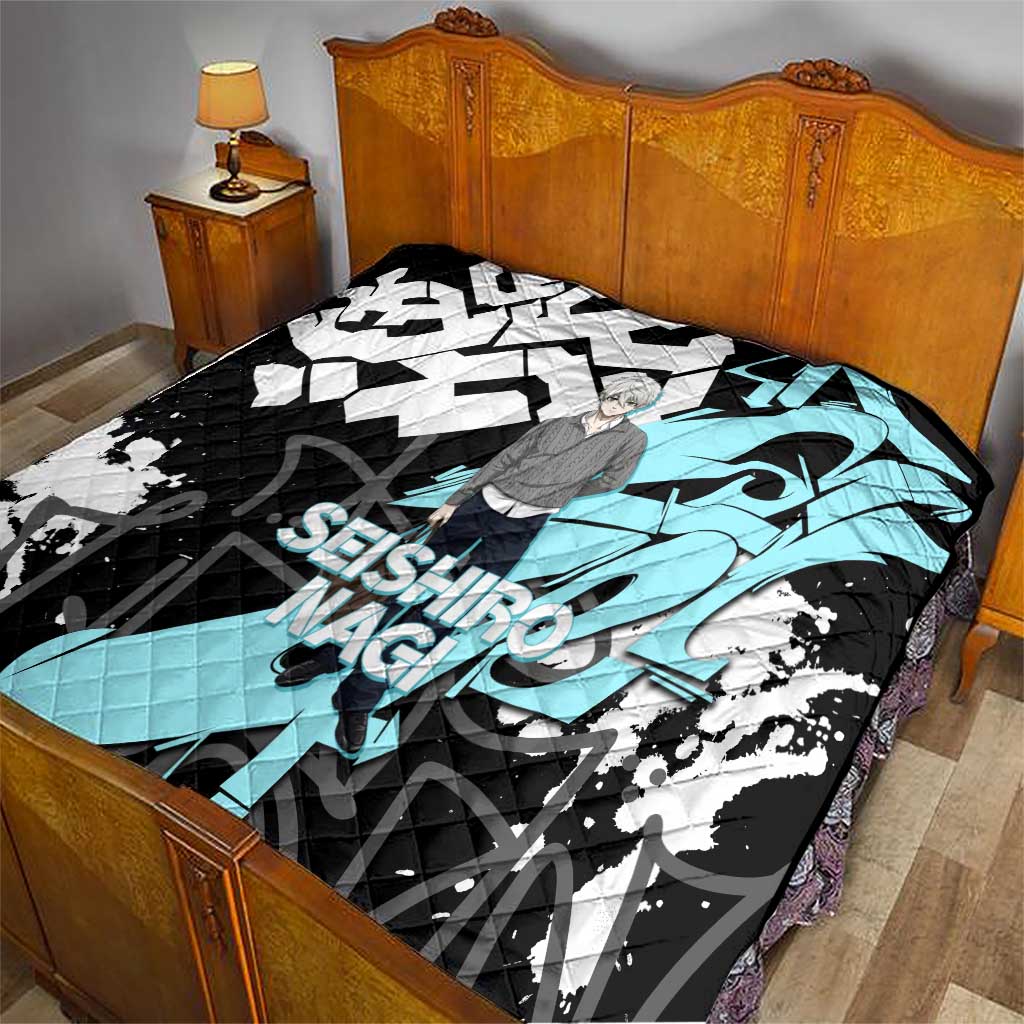 Seishiro Nagi Blue Lock Quilt Light Blue Graffiti Anime Style