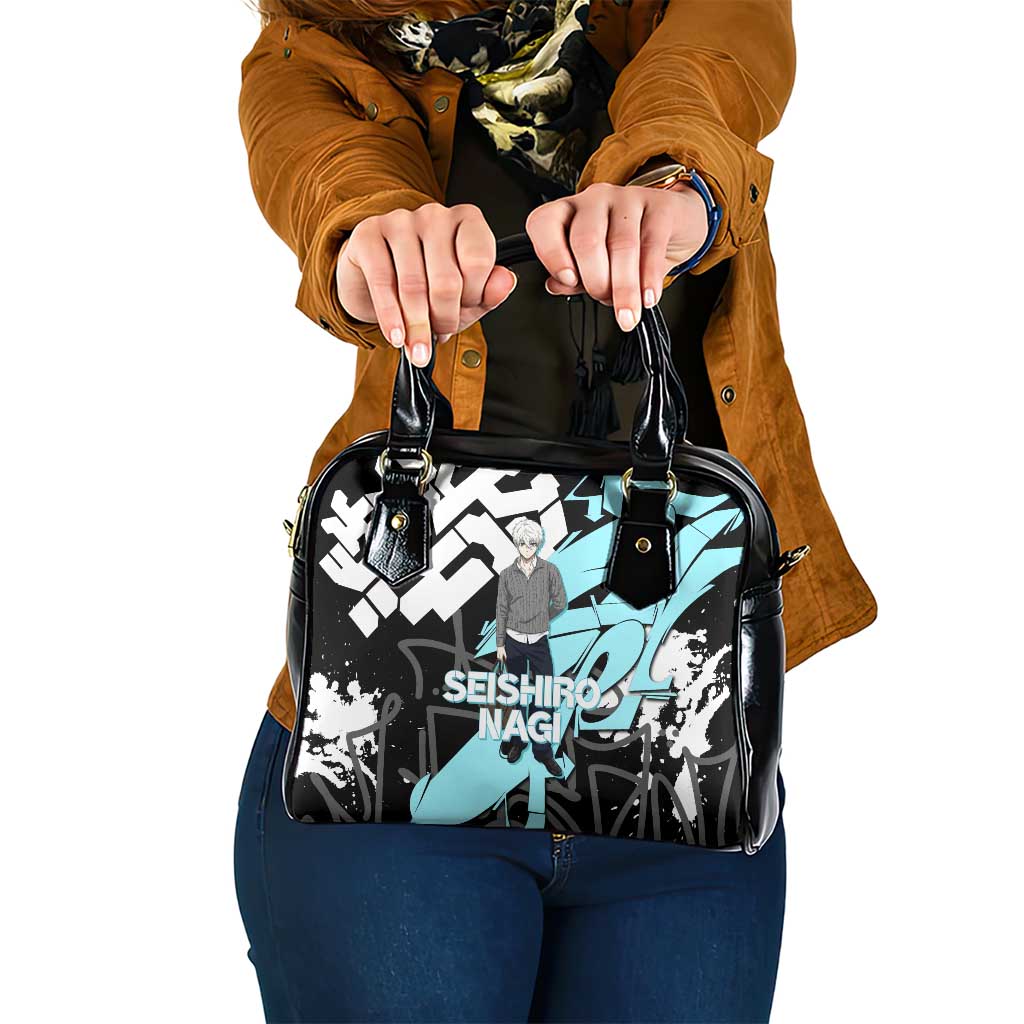 Seishiro Nagi Blue Lock Shoulder Handbag Light Blue Graffiti Anime Style