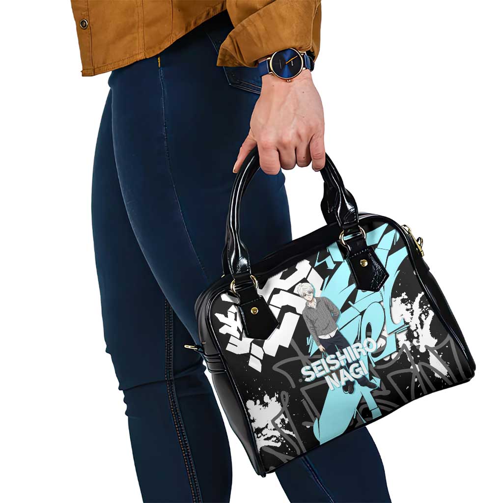 Seishiro Nagi Blue Lock Shoulder Handbag Light Blue Graffiti Anime Style