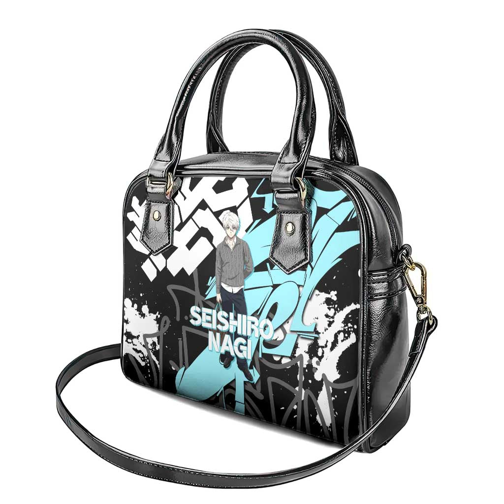 Seishiro Nagi Blue Lock Shoulder Handbag Light Blue Graffiti Anime Style